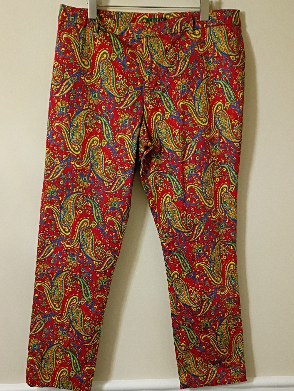 Lauren Ralph Lauren Red Paisley Stretch Trousers